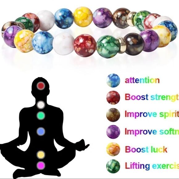 CHAKRA BEADED NATURAL STONE BRACELET - Picture 3 of 4